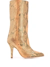 Paris Texas Snakeskin Effect Tall Boots In Orange