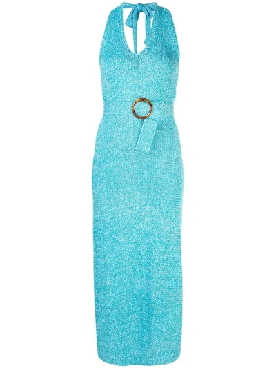 Nicholas Knit Halter Dress In Blue