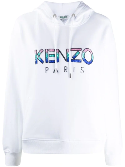 Kenzo Logo Hoodie In White