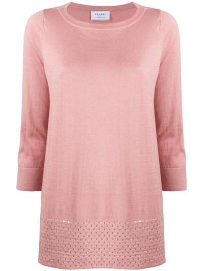 Snobby Sheep Cropped Sleeve Loose Fit Top In Pink