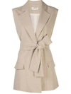 Nicholas Belted Tailored Waistcoat In Neutrals