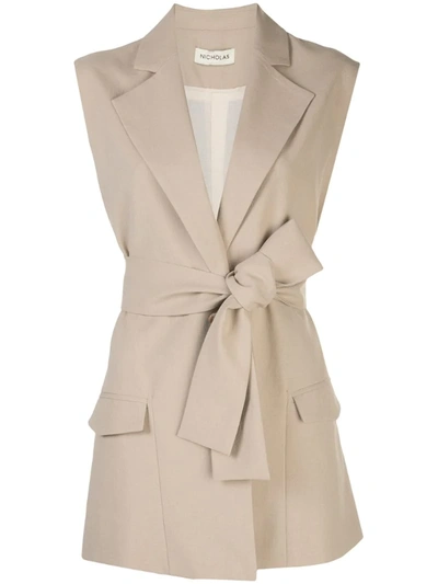 Nicholas Belted Tailored Waistcoat In Neutrals