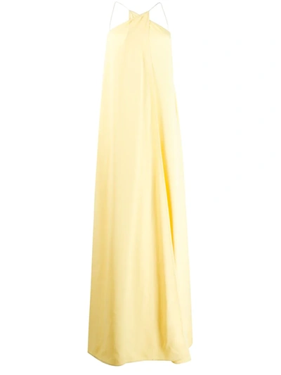 Victoria Beckham Wrap-front Crepe Maxi Dress In Yellow