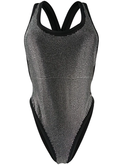 Philipp Plein Crystal Embellished Swimsuit In Black