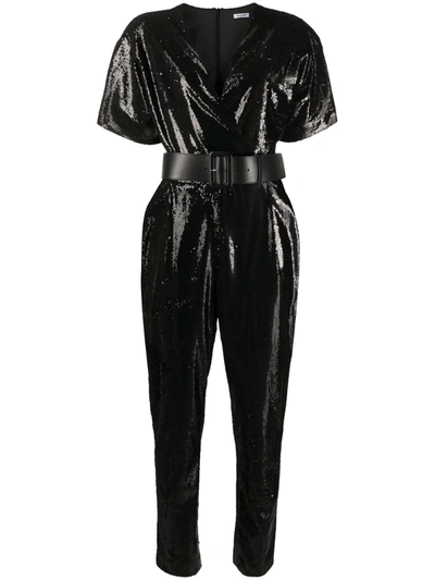 P.a.r.o.s.h Wrap Style Sequin-embroidered Jumpsuit In Black