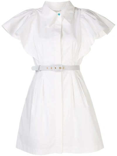 Nicholas Ruffle Sleeve Shirt Dress In White