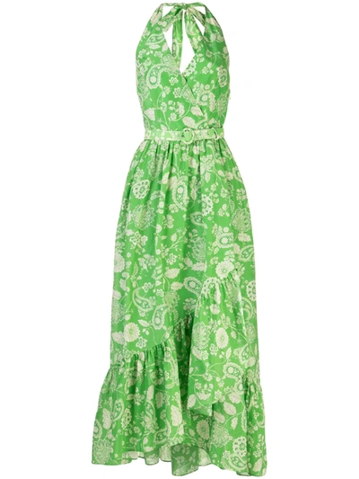 Nicholas Paisley-print Midi Dress In Green