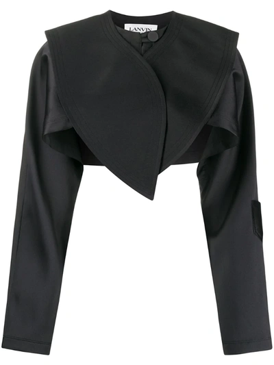 Lanvin Oversized Collar Cropped Jacket In Black