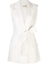 Nicholas Tailored Belted Waistcoat In White