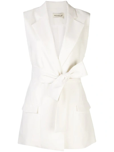 Nicholas Tailored Belted Waistcoat In White