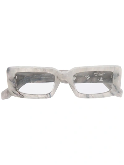Off-white Arthur Marble-effect Rectagular Sunglasses In Grey