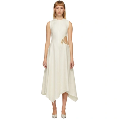 Jw Anderson Crystal-embellished Cut-out Detail Dress In Off White