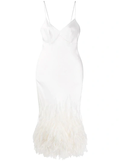 Ermanno Scervino Feather Embellished Slip Dress In White