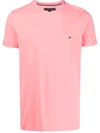 Tommy Hilfiger Logo-embroidered Crew Neck T-shirt In Pink
