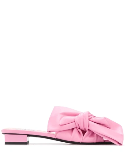 Msgm Bow-detail 30mm Mules In Pink