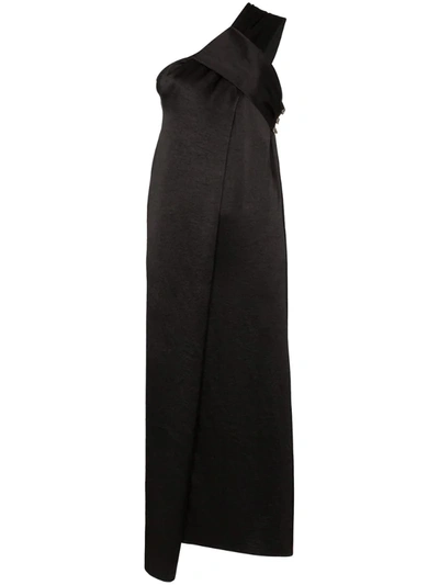 Nanushka Zena One Shoulder Mid-length Gown In Black