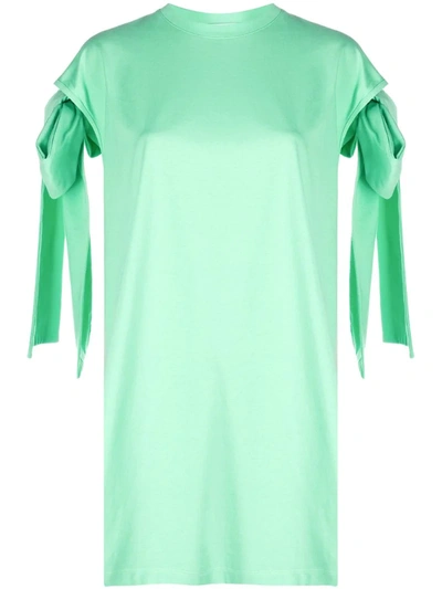 Msgm Tie-sleeve Dress In Green