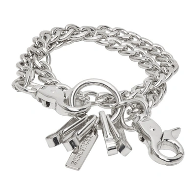 Dsquared2 Silver-tone Chain Keyring In Palladio