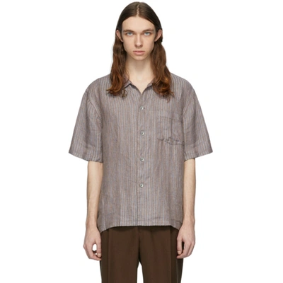 Our Legacy Short Sleeve Box Shirt In Linen Strip