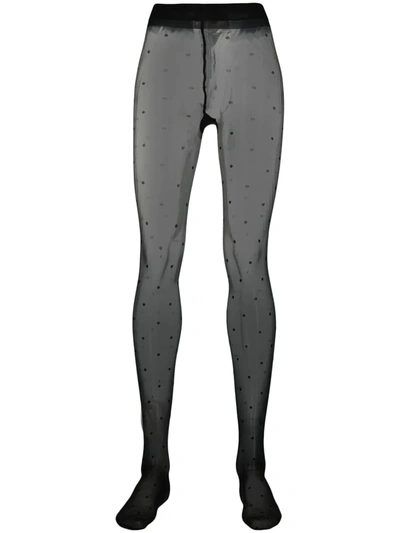Saint Laurent Black Polka Dot-print Tights