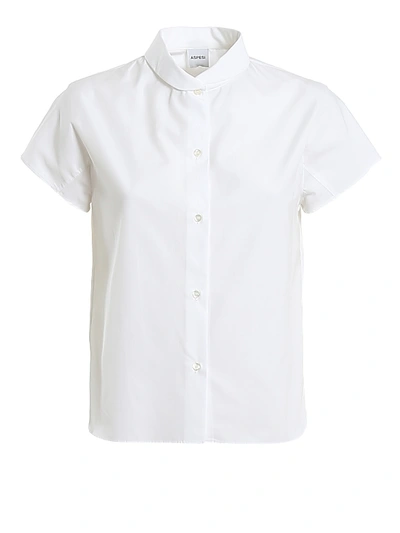 Aspesi Cropped Cotton Poplin Boxy Shirt In White