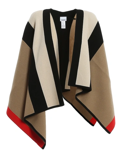 Burberry Cashmere And Wool Vintage Check Cape In Beige
