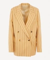 Acne Studios Double Breasted Stripes Pattern Jacket In Ocher In Yellow,brown,black