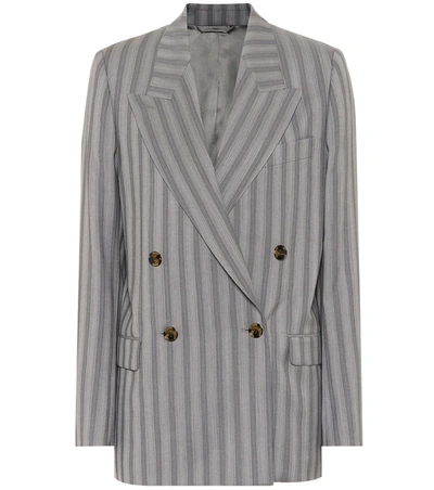 Acne Studios Pinstripe Wool Double-breasted Blazer In Light Grey