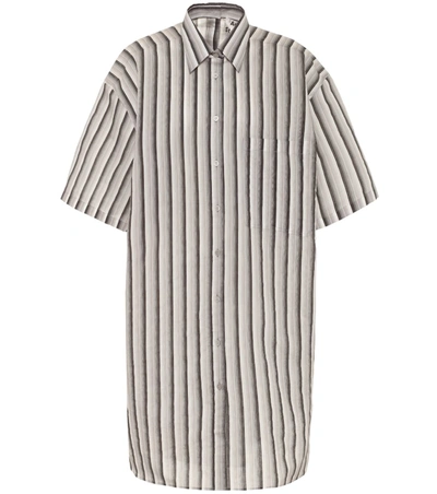 Acne Studios Stripes Pattern Chemisier In Grey And Black In Striped Shirt Dress