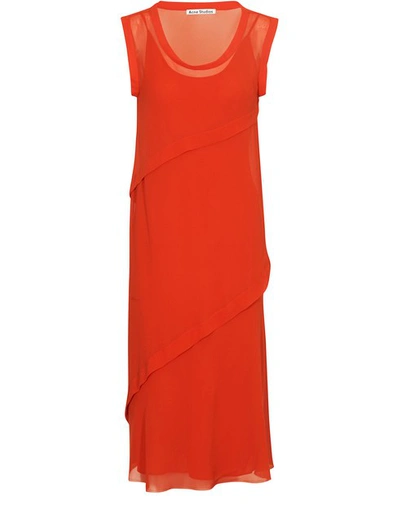 Acne Studios Georgette Dress In Red In Poppy Red