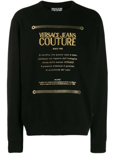 Versace Jeans Couture Golden Etichetta Print Sweatshirt In Black