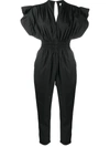 Iro Pleona Ruffled Cotton-poplin Jumpsuit In Black