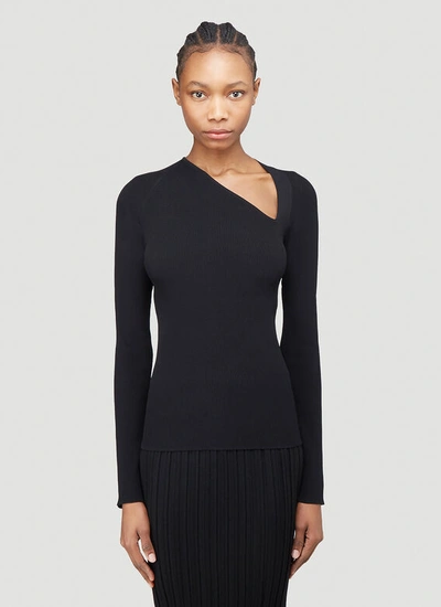 Helmut Lang Asymmetric Knitted Top In Black