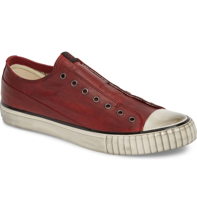 John Varvatos Bootleg Men's Coated Linen Slip-on Sneakers In Red