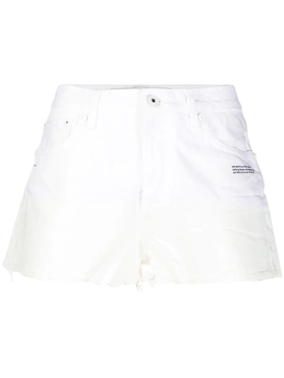 Off-white Coated Cotton Denim Shorts In White
