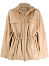 Stella Mccartney Drawstring-waist Cropped Trench Jacket In Brown