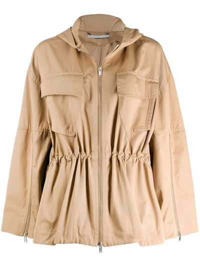 Stella Mccartney Drawstring-waist Cropped Trench Jacket In Brown