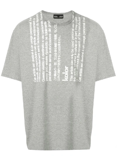 Kolor Vertical Multilingual Disclaimer T-shirt In Grey