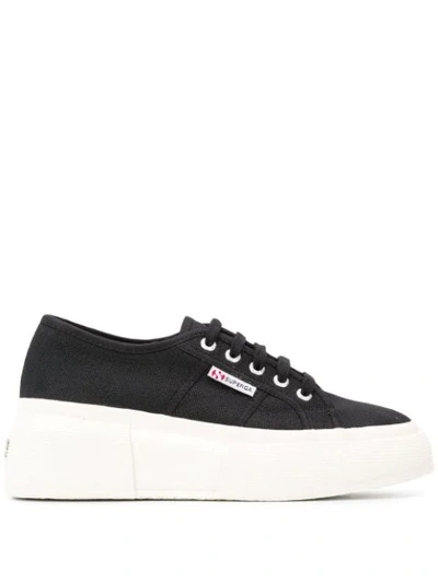 Superga Chunky Heel Sneakers In Black