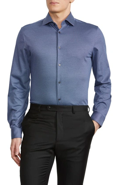 John Varvatos Slim-fit Textured Dress Shirt In River Blue