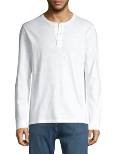Vince Long-sleeve Cotton Henley In Optic White
