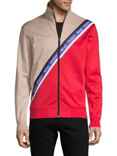 Kappa Logo Sash Full-zip Jacket In Pink Red