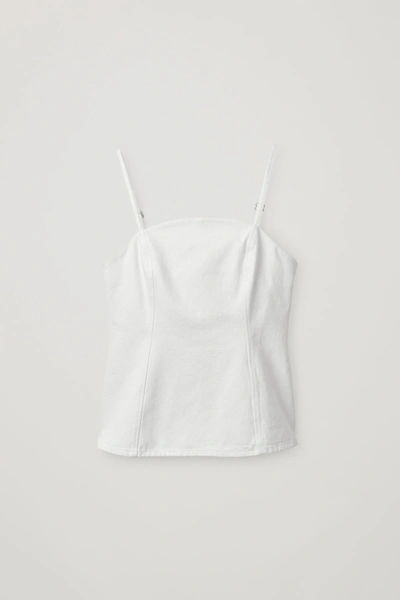 Cos Sleeveless Denim Top In White