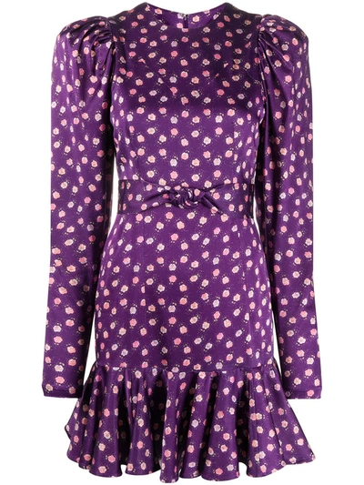 Rotate Birger Christensen Shelly Printed Satin Mini Dress In Purple