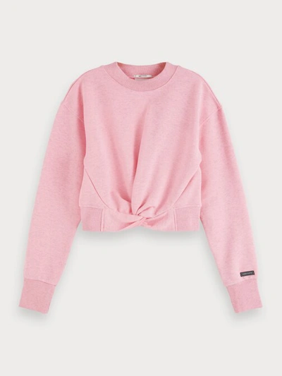 Scotch & Soda Cropped Knot Front Sweatshirt In Pink