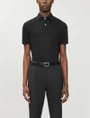 Sandro Beach Marled Regular-fit Linen Polo Shirt In Black