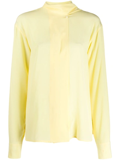 Victoria Beckham Tied-neck Silk-crepe Blouse In Yellow