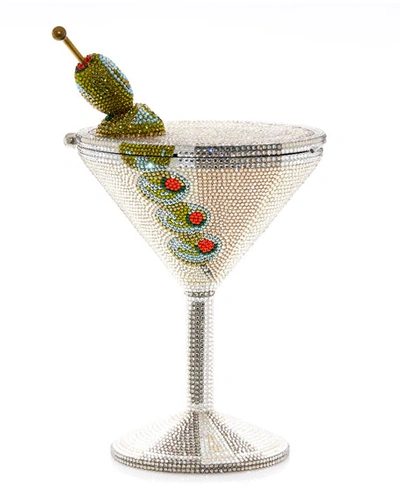 Judith Leiber Beaded Martini Glass Cocktail Clutch In Silver