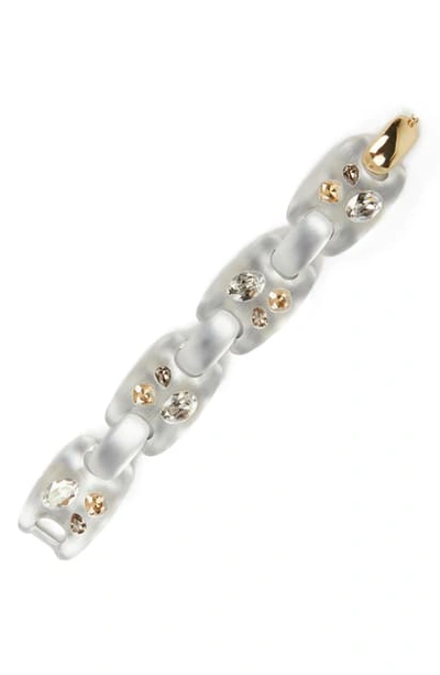Alexis Bittar Crystal Studded Soft Link Bracelet, Silver