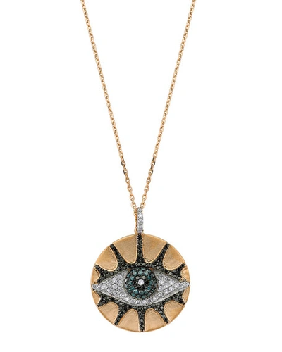 Beegoddess Eye Light Multi-diamond Disc Pendant Necklace
